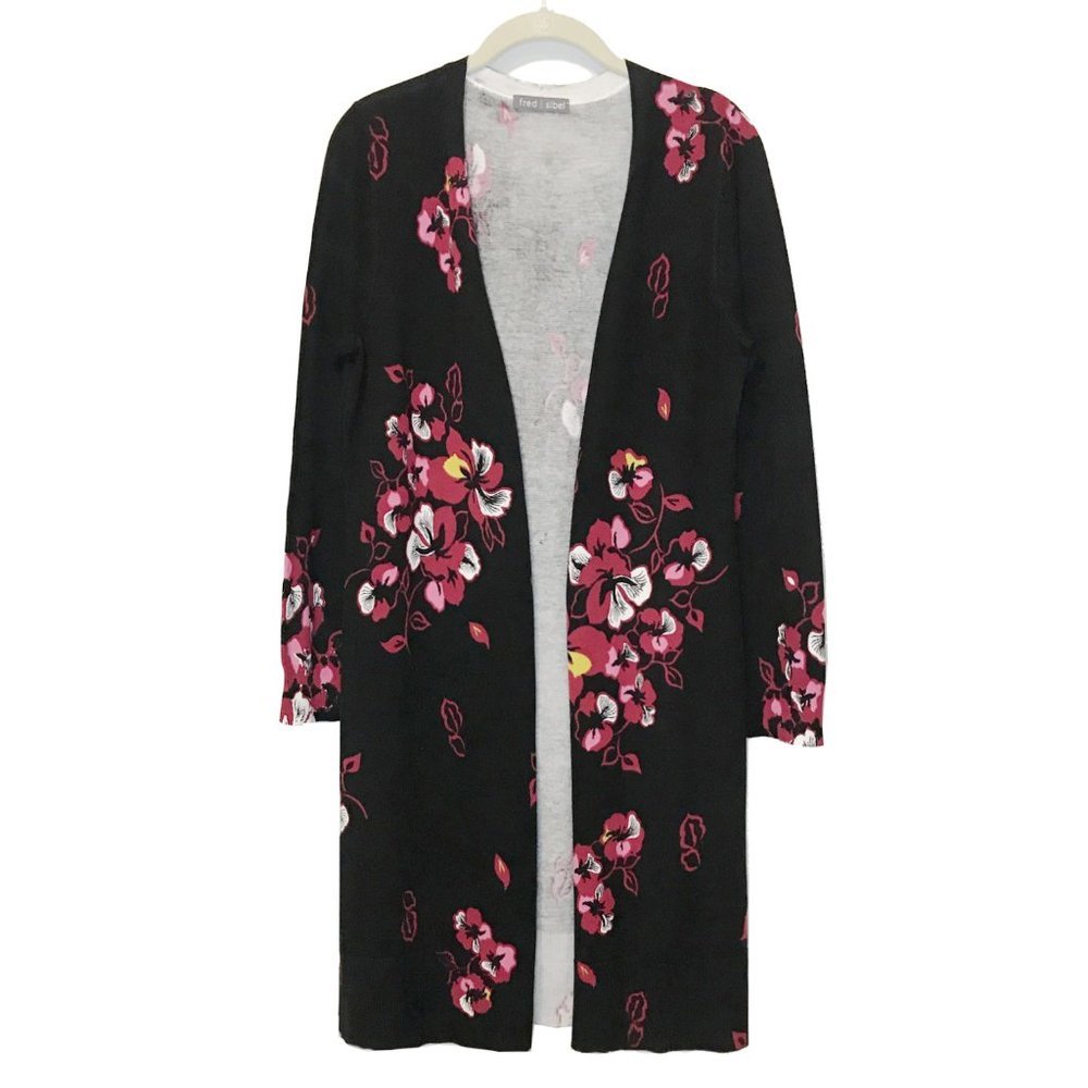 Flower Print Long Cardigan NWOT